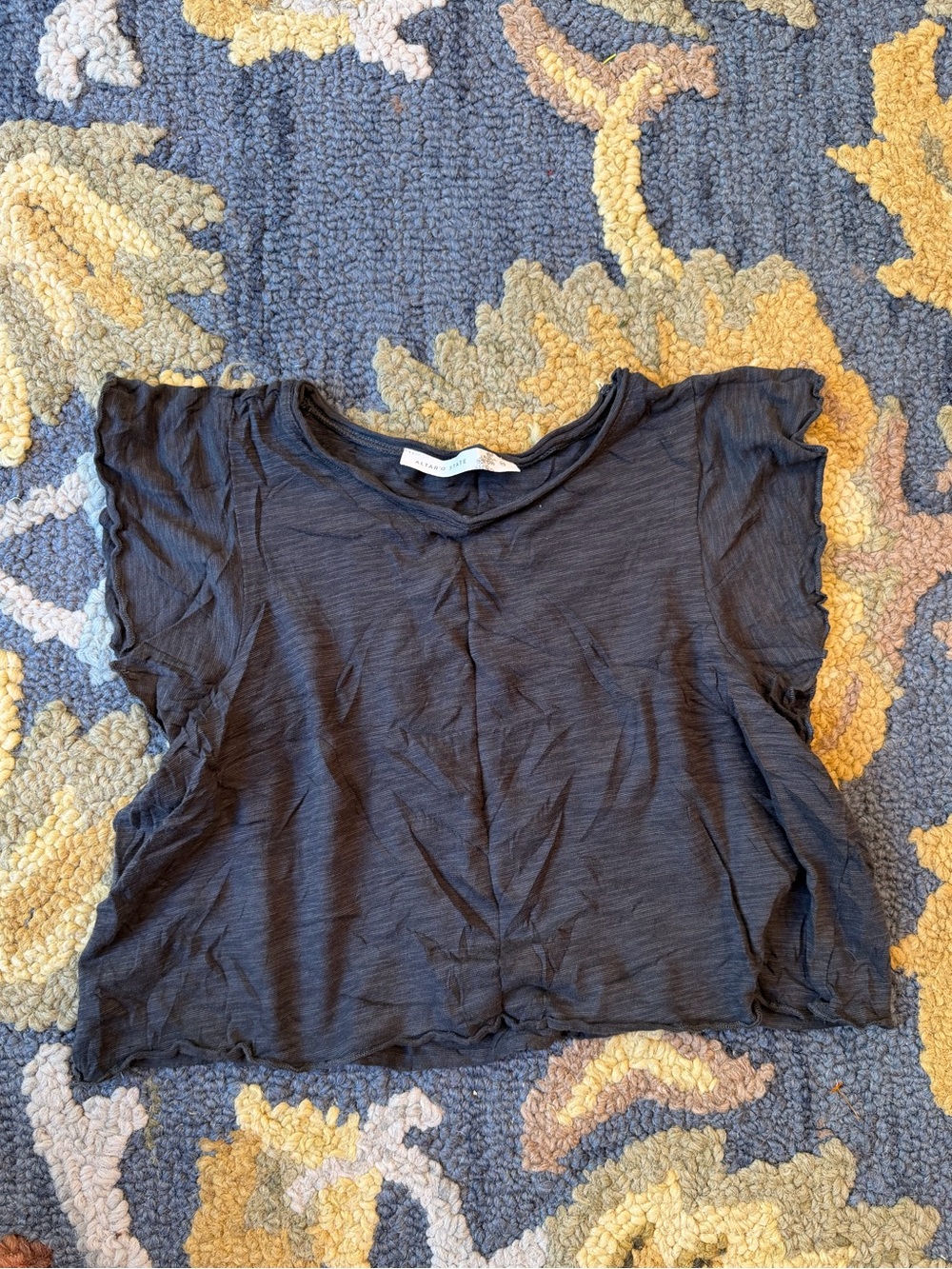 Altar'd State Charcoal Flutter Sleeve Crop Top